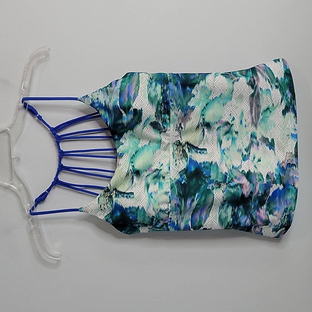 Prana Merrow Abstract Tankini Blue Green Swimsuit Top Size Medium
